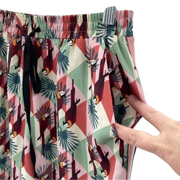 WEEK& Art Deco Parrot Print Beach Swim Cover Up Cropped High Waisted Pants Med. - Picture 4 of 9